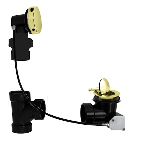 Westbrass Sch. 40 ABS 27" Cable Drive Bath Waste, Ball Joint Head in Polished Brass D50A27BJ-01